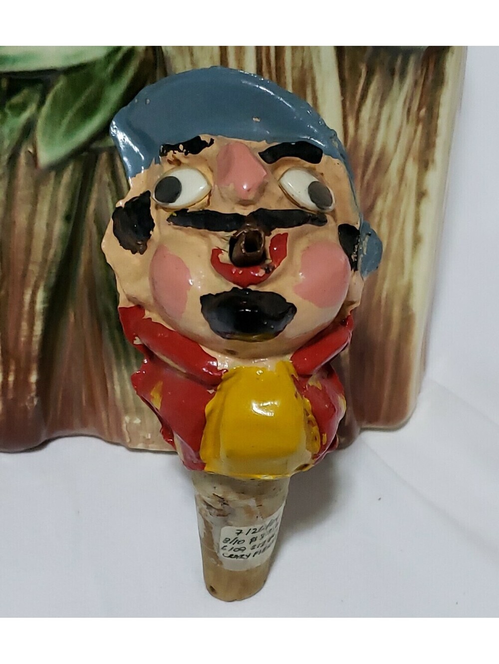 Vintage Bottle Stopper Pourer Figural Composite Crazy Pierre Googly Eye Barware